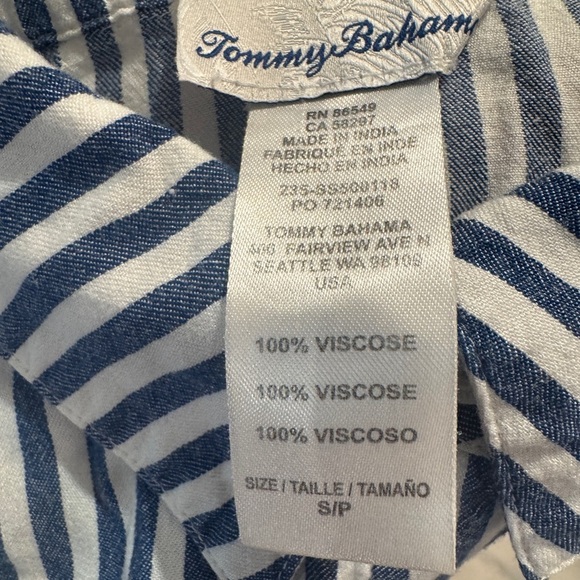 Tommy Bahama Chambray boyfriend beach shirt oversized vacation classic clean top - Picture 3 of 13